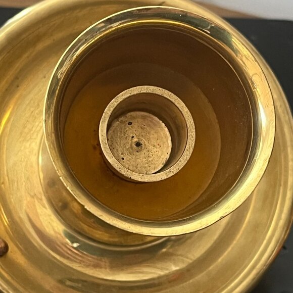 Vintage Solid Brass Chamber Candlestick Holder Tapers Finger Loop Made in India - Picture 9 of 9